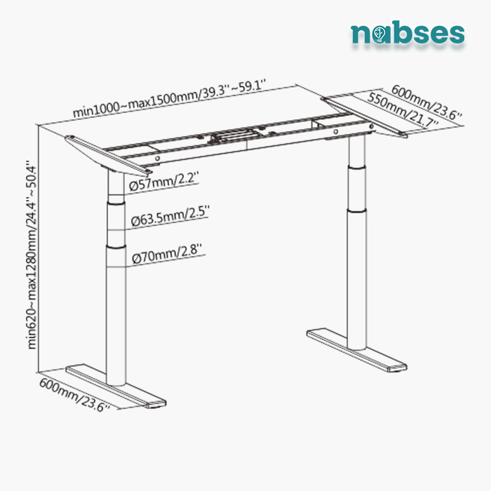 chân bàn nâng hạ lumi tb10-23d