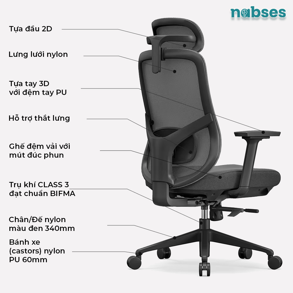 ghế nhân viên nabses ally-h