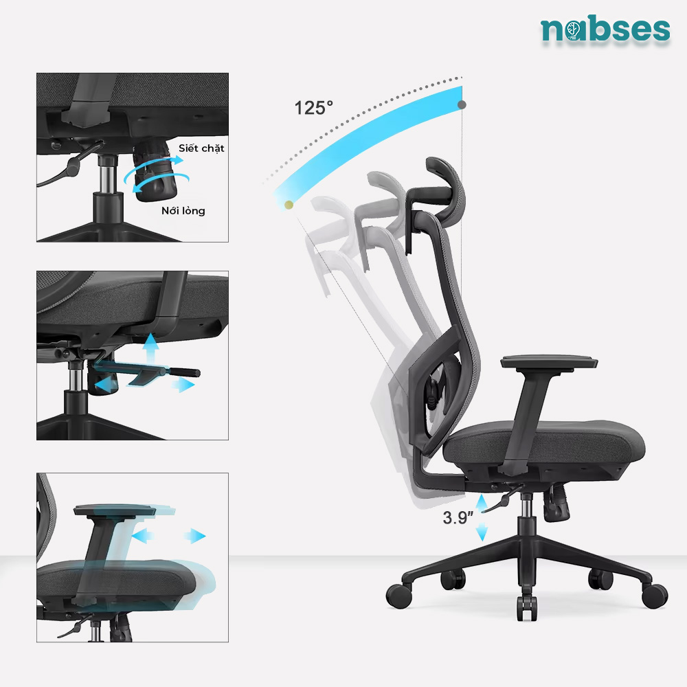 ghế nhân viên nabses ally-h