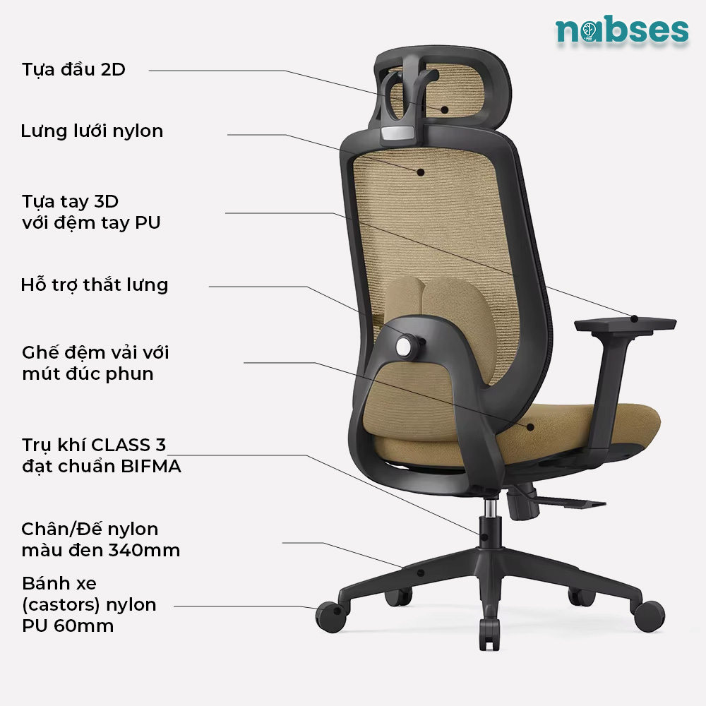 ghế nhân viên nabses vela-h